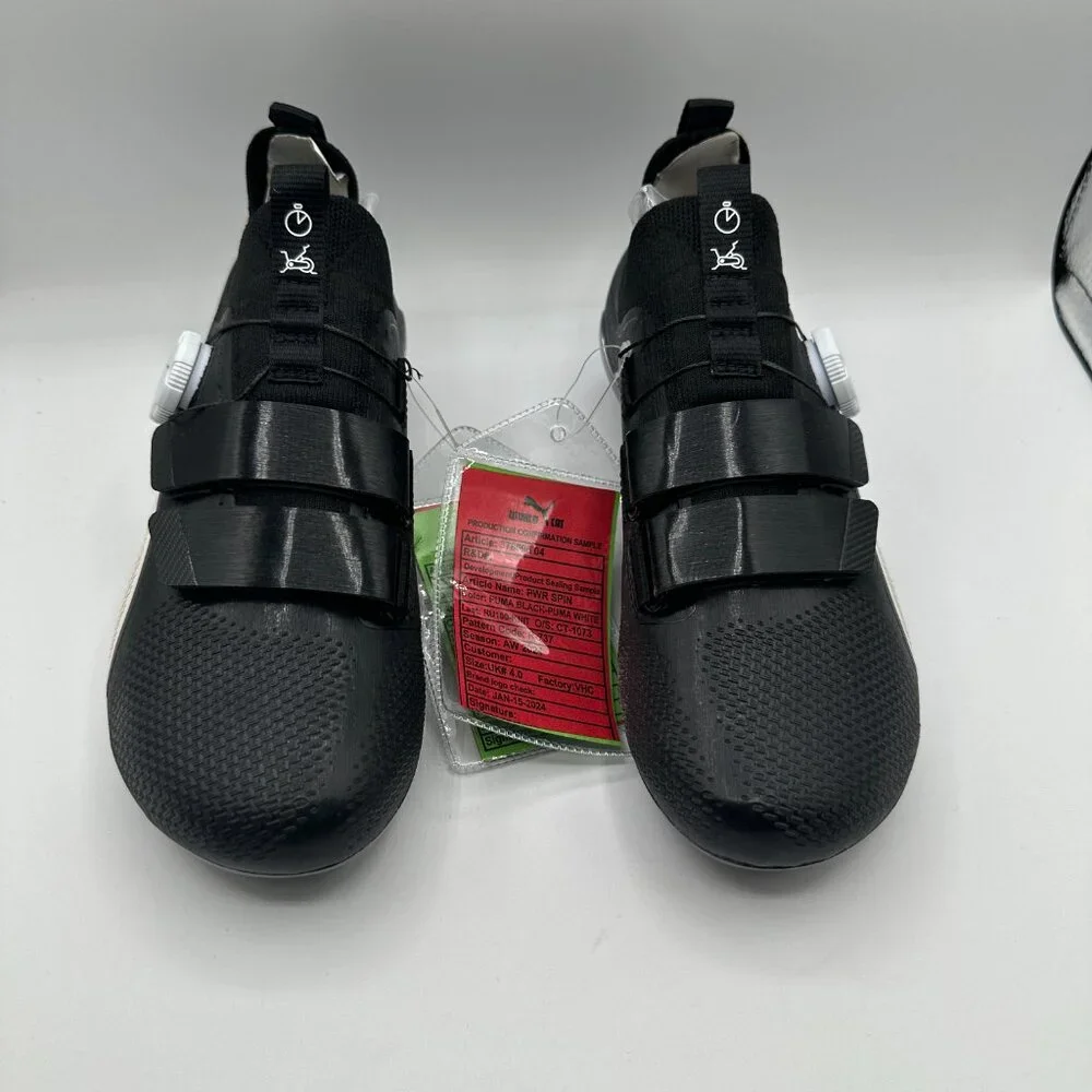 PUMA PWRSPIN Indoor Cycling Shoes Black/White 378096-04 Men's 5 NEW - Picture 3 of 10